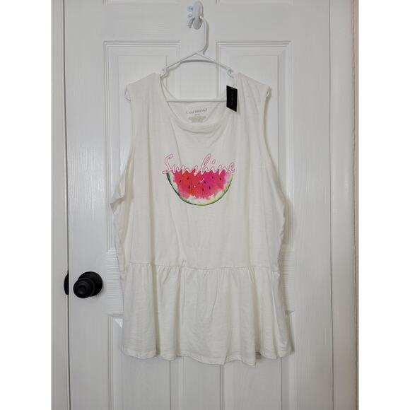 NWT Lane Bryant Sunshine Watermelon Peplum Tank Top 26/28 (4X/5X) - Picture 2 of 5